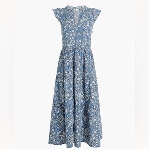 J. Crew Factory Blue Floral Tiered Maxi Dress